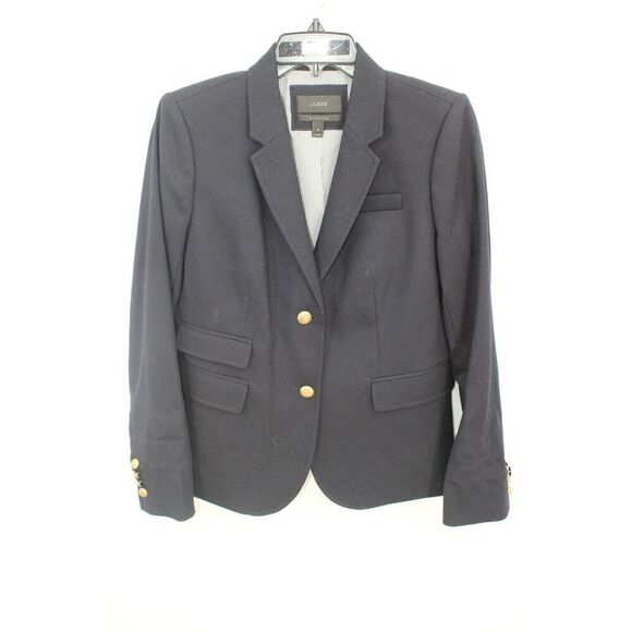 J. Crew Schoolboy Wool Stretch Blazer in Navy Style 03171 Size 8 Gold Buttons - Picture 1 of 9